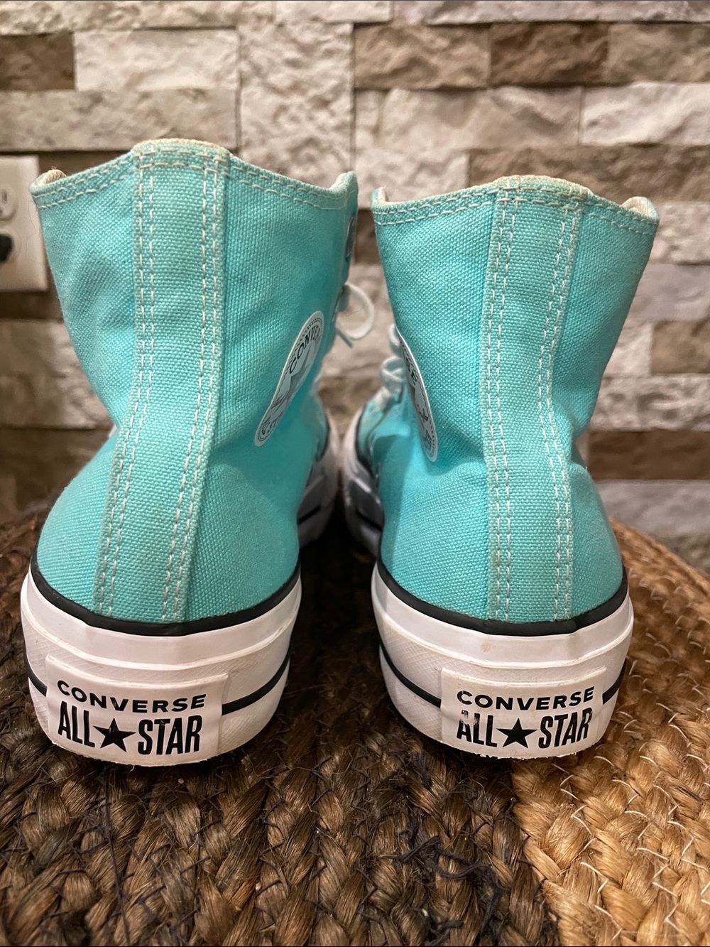 CONVERSE Turquoise High Top Sneakers Sz 6 - Picture 5 of 9